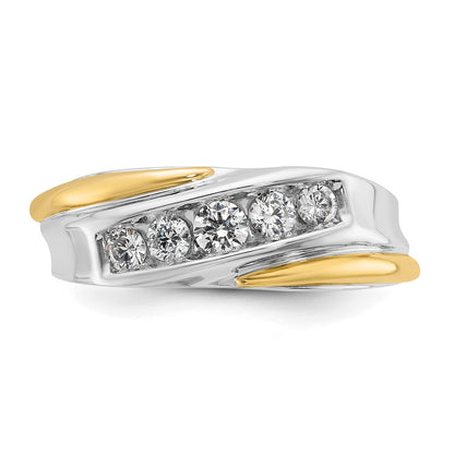 14k Two-tone Gold Men's 1/2 carat Diamond Complete Ring