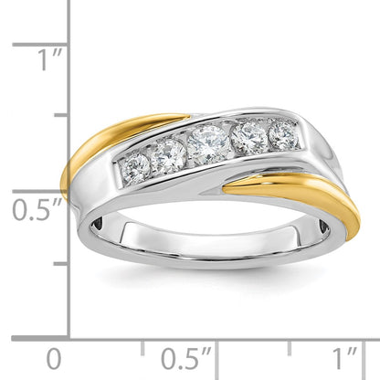14k Two-tone Gold Men's 1/2 carat Diamond Complete Ring