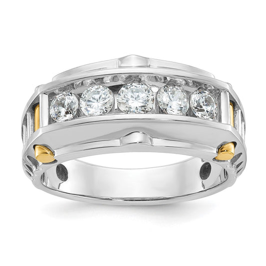 14k Two-tone Gold Men's 1 carat Diamond Complete Ring