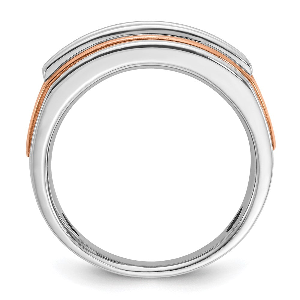 14K White/Rose Gold Two Tone Rose and White 1 1/2 Ct. Lab Grown Diamond VS/SI+ G+ Five Stone Cut Out Men's Ring