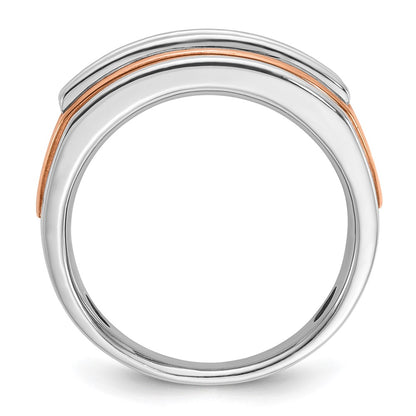 14K White/Rose Gold Two Tone Rose and White 1 1/2 Ct. Lab Grown Diamond VS/SI+ G+ Five Stone Cut Out Men's Ring