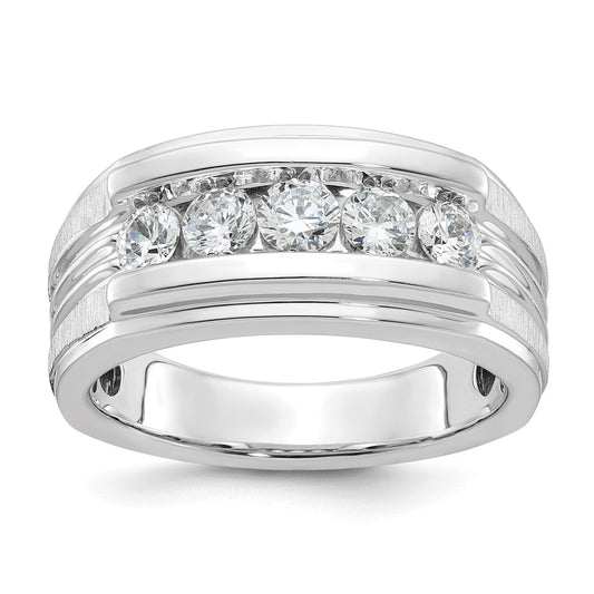 14k White Gold Men's 1 carat Diamond Complete Ring