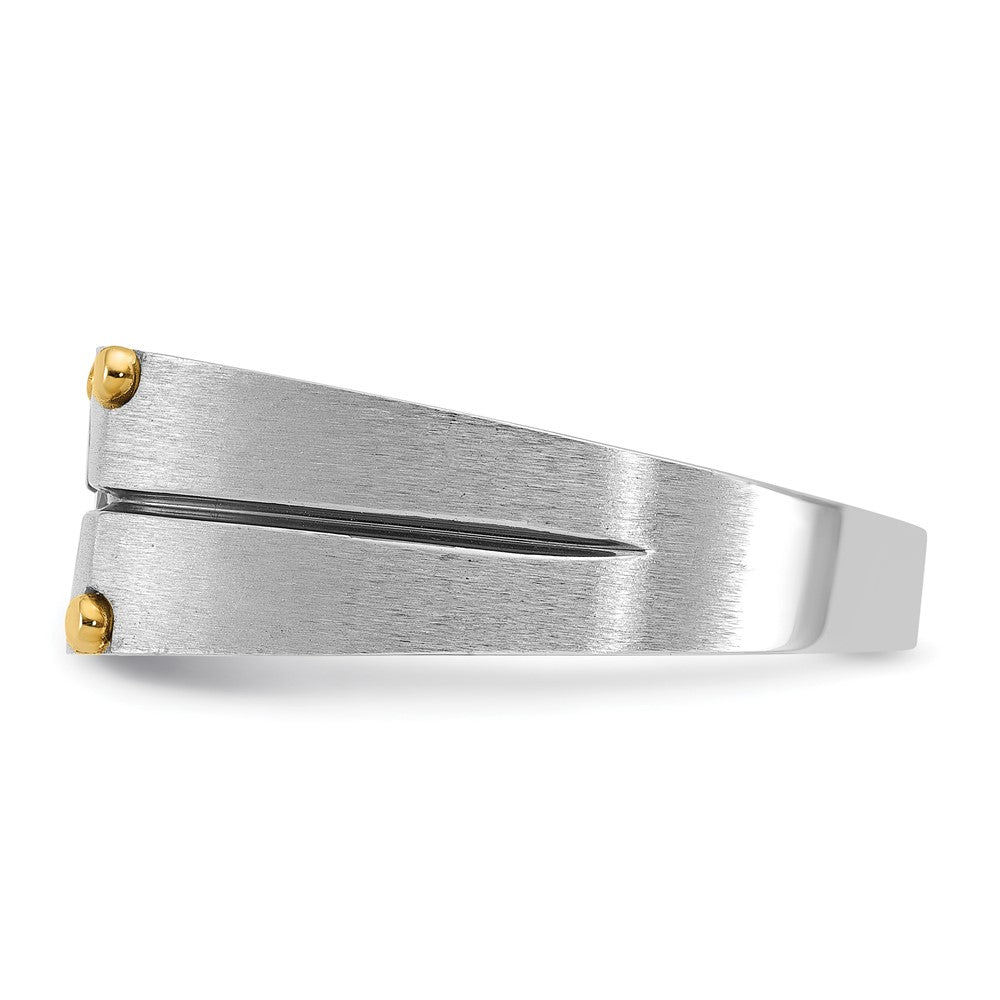 14k Two-tone Gold Men's Polished and Satin 1/2 carat Diamond Complete Ring