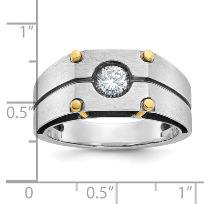 14k Two-tone Gold Men's Polished and Satin 1/2 carat Diamond Complete Ring