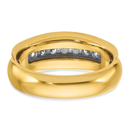 10K Two-Tone Ibgoodman Men'S Polished And Grooved Bezel Set 7-Stone Ring Mounting