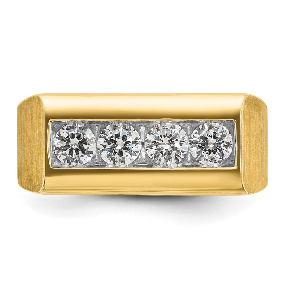 14k Yellow Gold Men's Square Top 1 carat Diamond Complete Ring
