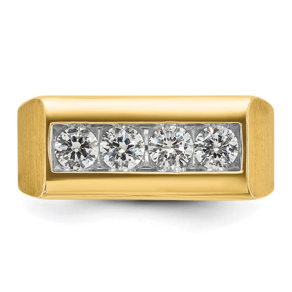 14k Yellow Gold Men's Square Top 1 carat Diamond Complete Ring