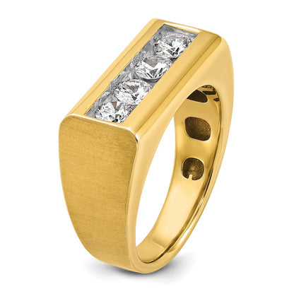 14k Yellow Gold Men's Square Top 1 carat Diamond Complete Ring