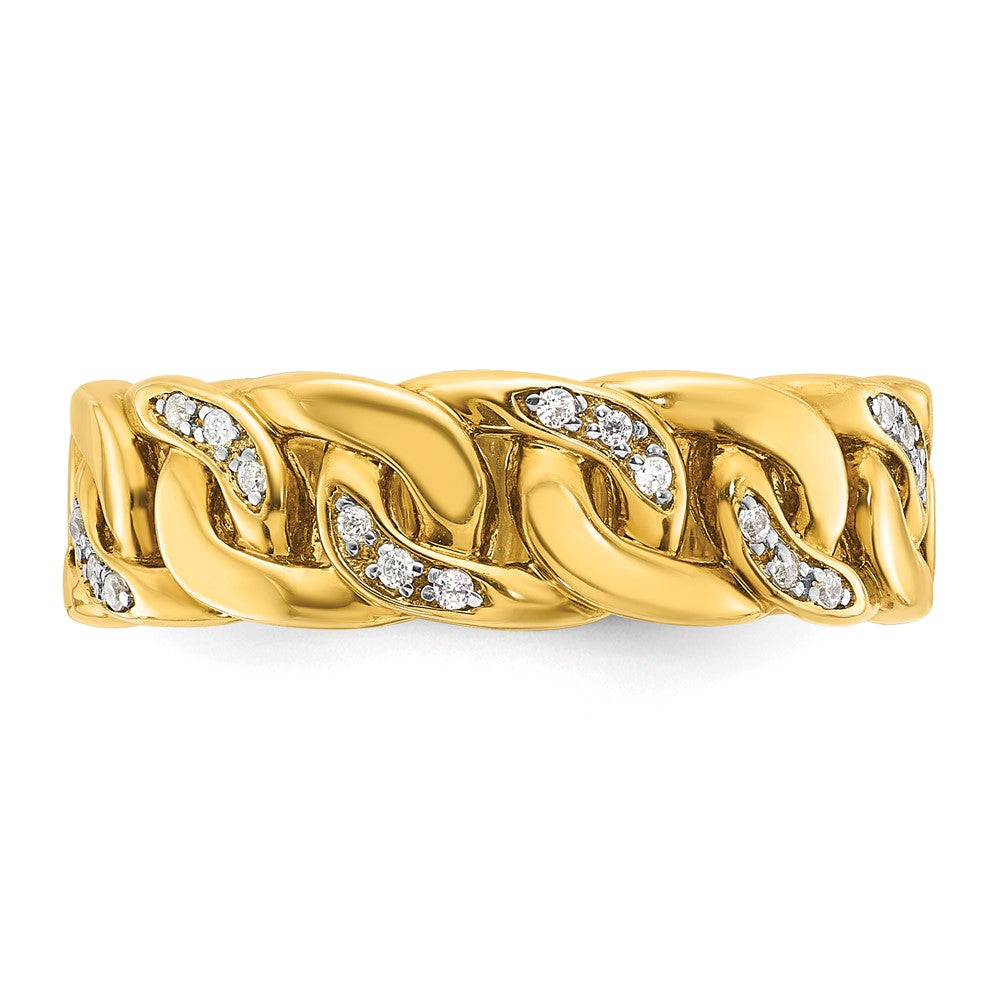 14k Yellow Gold Men's Link Design 1/8 carat Diamond Complete Ring
