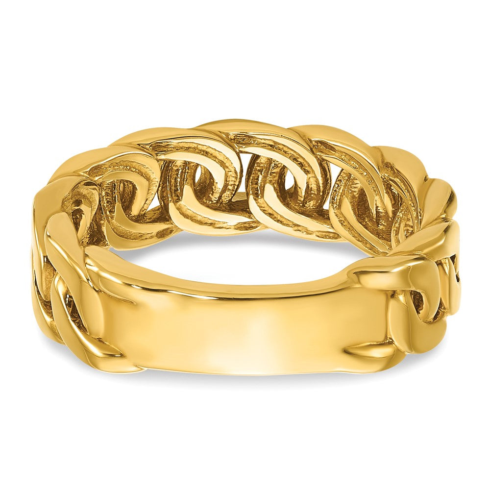 14k Yellow Gold Men's Link Design 1/8 carat Diamond Complete Ring
