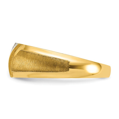14k Yellow & Rhodium with White Men's Polished and Satin 1/20 Ct. Lab Grown Diamond Ring