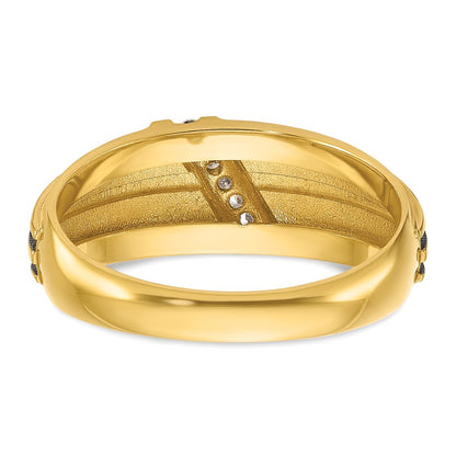 10K Yellow W/Rhodium Ibgoodman Men'S Polished Satin And Grooved Ring Mounting