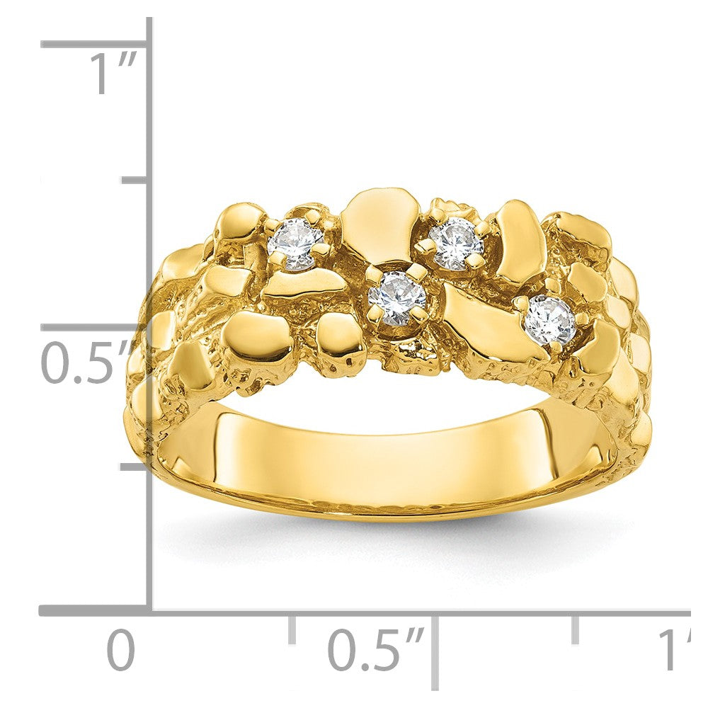 10K Yellow Gold Ibgoodman Men'S Polished Nugget Textured Ring Mounting