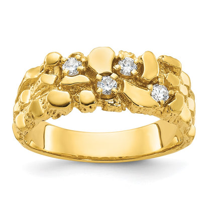 10K Yellow Gold Ibgoodman Men'S Polished Nugget Textured Ring Mounting