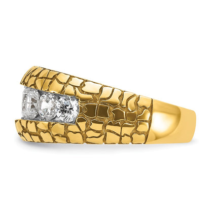 14K Yellow Gold Ibgoodman 2 Carat Lab Grown Diamond Vs+ F+ Complete Men'S Nugget Ring