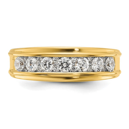 14k Yellow Gold 7/8 Ct. Lab Grown Diamond VS/SI+ G+ Seven Stone Polished Men's Ring