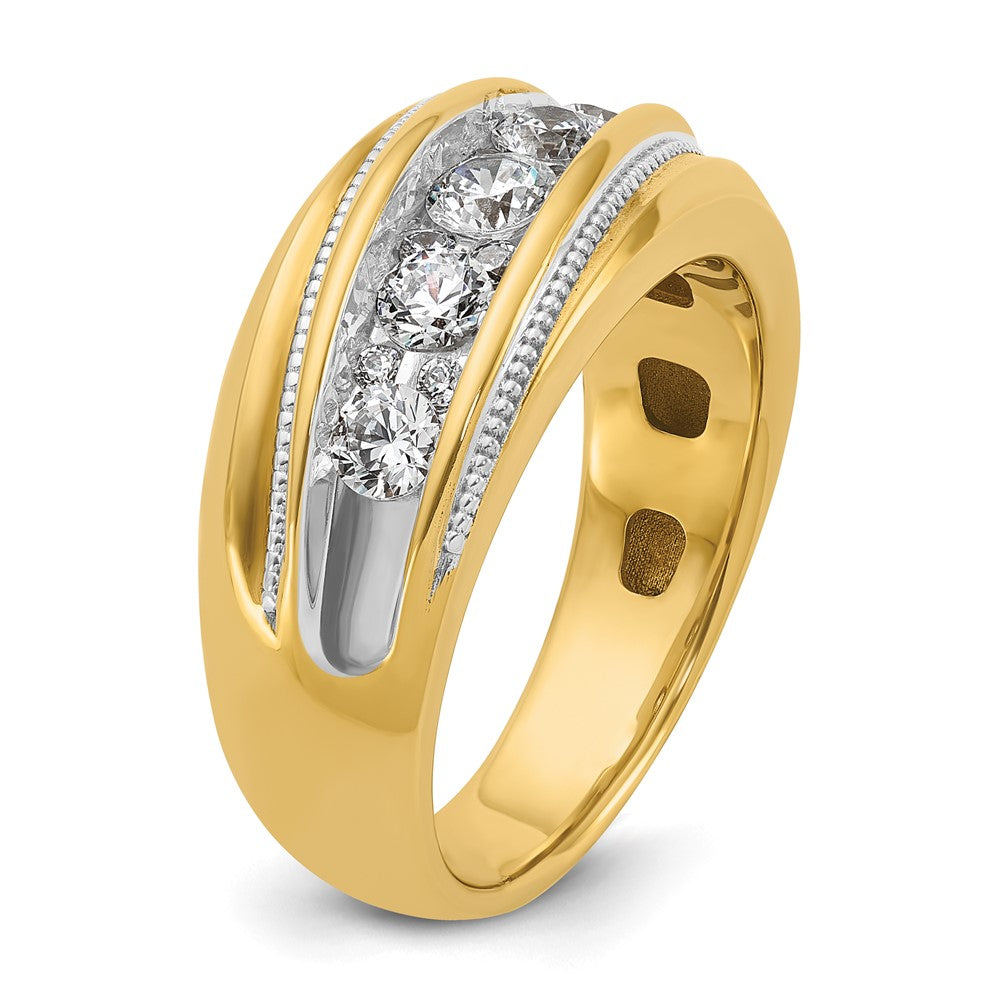 14k Yellow u0026 Rhodium Gold with White Rhodium Men's Milgrain 1 carat Diamond Complete Ring