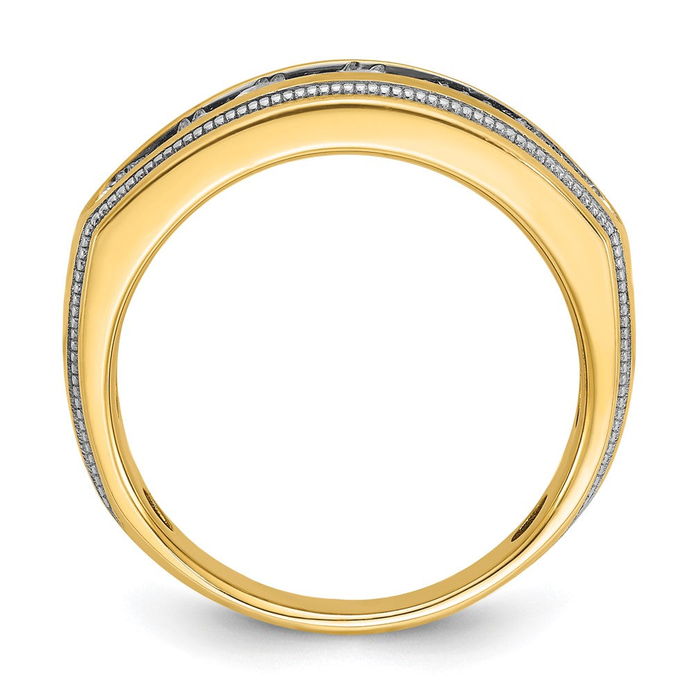 14k Yellow & Rhodium with White 1 1/5 Ct. Lab Grown Diamond VS/SI+ G+ Polished and Milgrain Men's Ring