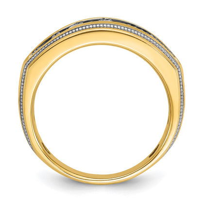 14k Yellow & Rhodium with White 1 1/5 Ct. Lab Grown Diamond VS/SI+ G+ Polished and Milgrain Men's Ring