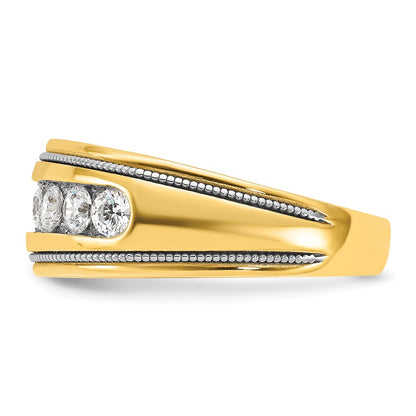 14k Yellow u0026 Rhodium Gold with White Rhodium Men's 1 carat Diamond Complete Ring
