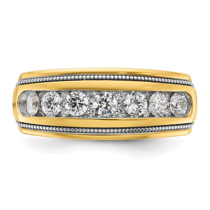 14k Yellow & Rhodium with White 1 1/5 Ct. Lab Grown Diamond VS/SI+ G+ Polished and Milgrain Men's Ring