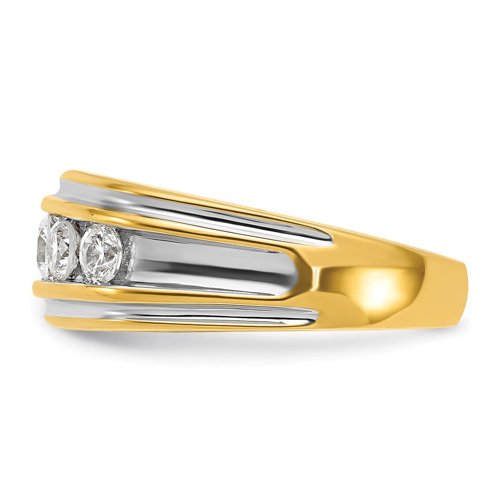 14k Yellow u0026 Rhodium Gold with White Rhodium Men's 1 carat Diamond Complete Ring