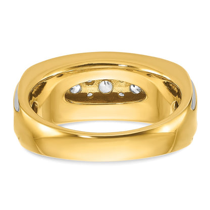 14k Yellow u0026 Rhodium Gold with White Rhodium Men's 1 carat Diamond Complete Ring