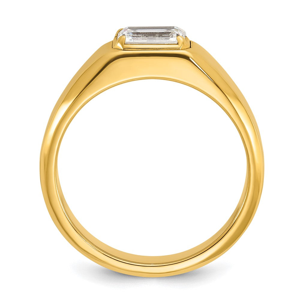 14k Yellow Gold 1 Ct. Lab Grown Diamond VS/SI+ G+ Emerald Polished Men's Ring