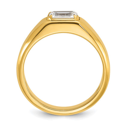 14k Yellow Gold 1 Ct. Lab Grown Diamond VS/SI+ G+ Emerald Polished Men's Ring