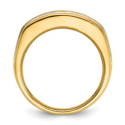 14k Yellow & Rhodium  with White 2 Ct. Lab Grown Diamond VS/SI+ G+ Complete Two Row Men's Ring