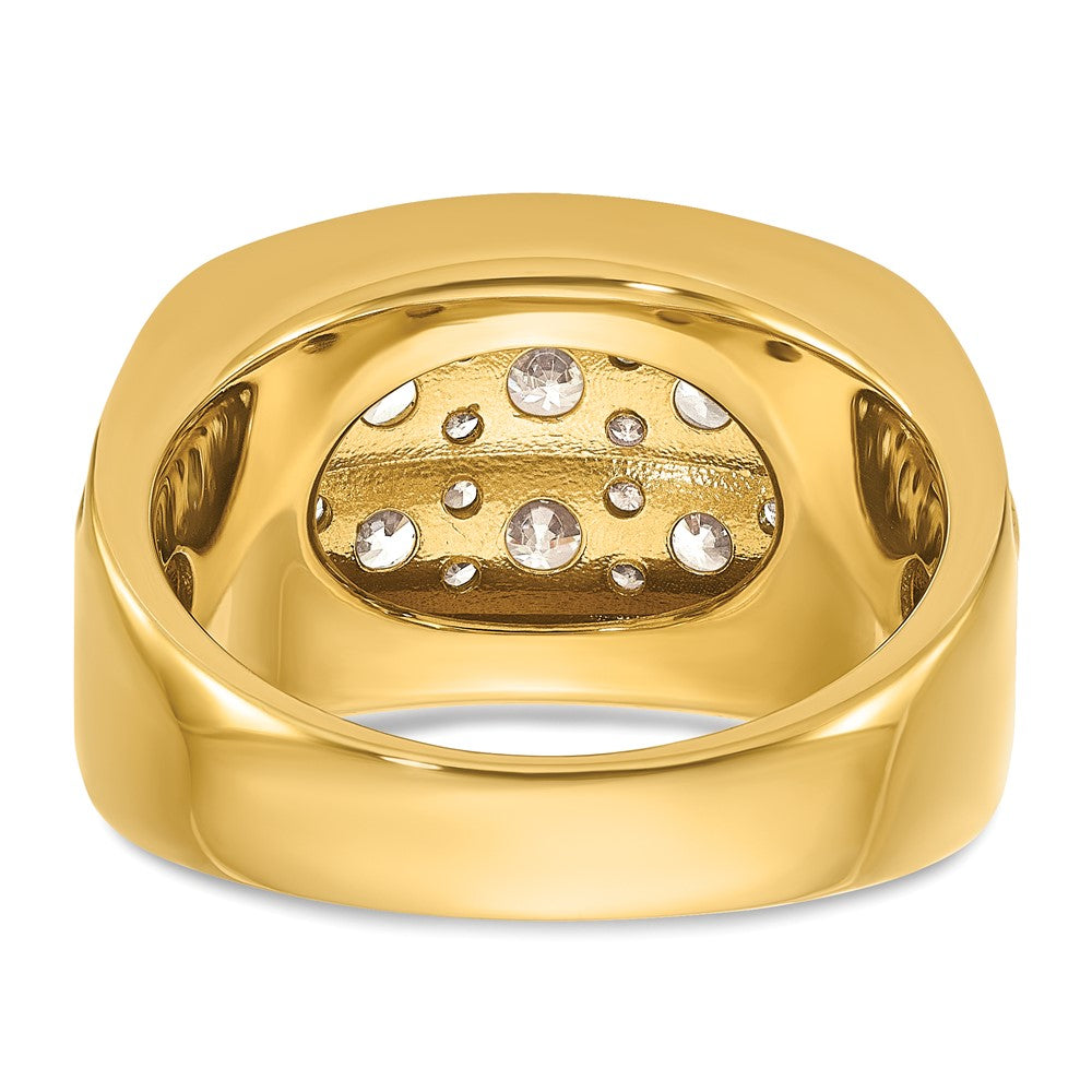 14k Yellow & Rhodium  with White 2 Ct. Lab Grown Diamond VS/SI+ G+ Complete Two Row Men's Ring
