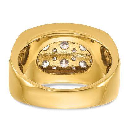 14k Yellow & Rhodium  with White 2 Ct. Lab Grown Diamond VS/SI+ G+ Complete Two Row Men's Ring