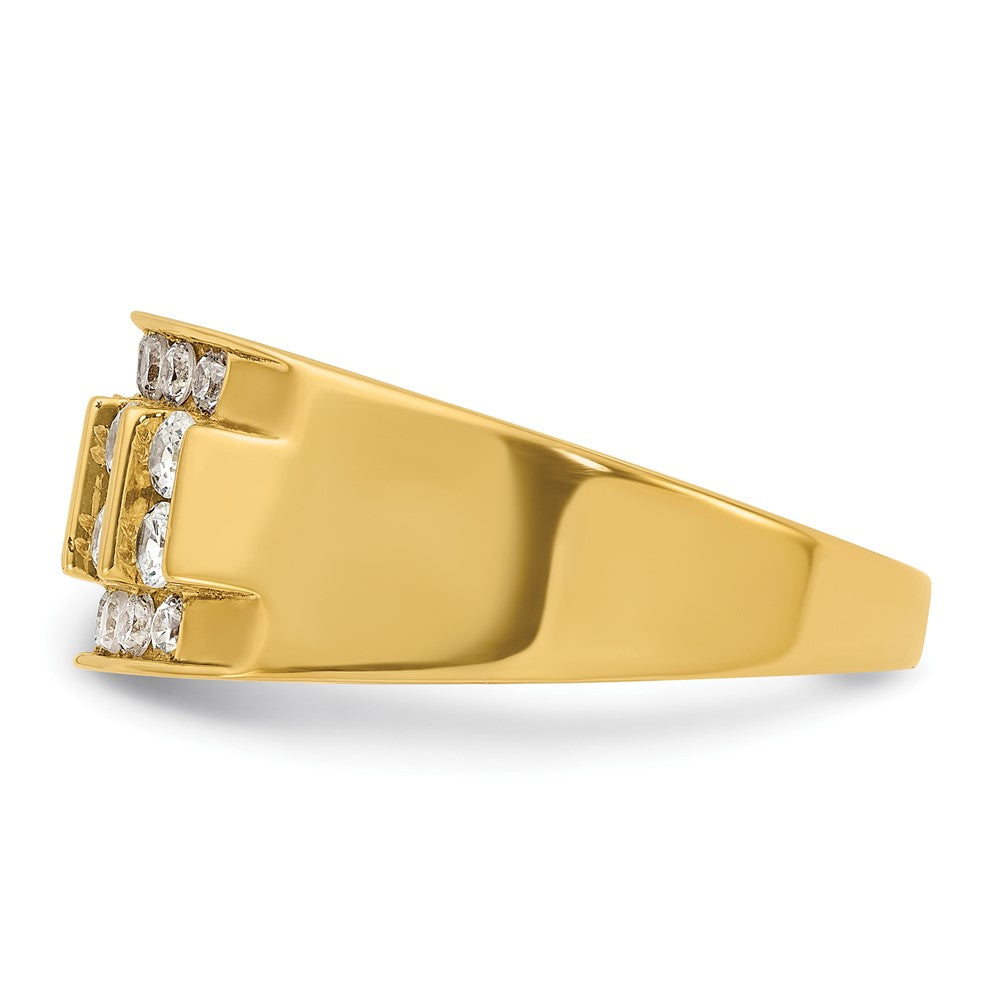 14k Yellow Gold 1 1/8 Ct. Lab Grown Diamond VS/SI+ G+ Four Row Men's Ring