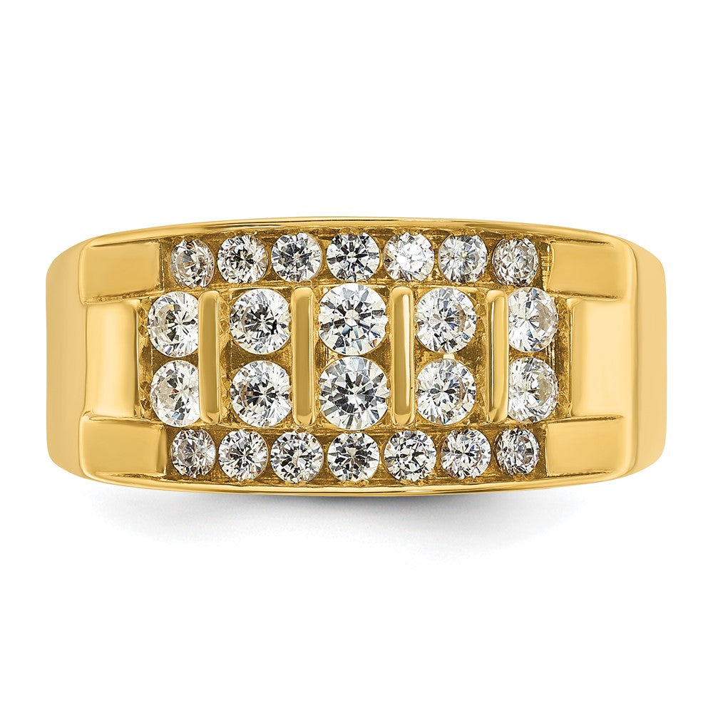 14k Yellow Gold 1 1/8 Ct. Lab Grown Diamond VS/SI+ G+ Four Row Men's Ring