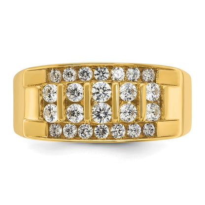 14k Yellow Gold 1 1/8 Ct. Lab Grown Diamond VS/SI+ G+ Four Row Men's Ring