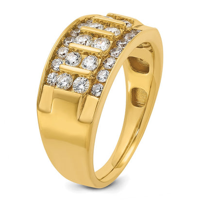 14k Yellow Gold 1 1/8 Ct. Lab Grown Diamond VS/SI+ G+ Four Row Men's Ring