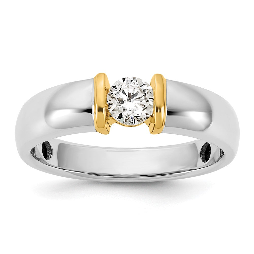 14K Two Tone Ibgoodman 1/2 Carat Lab Grown Diamond Vs/Si+ G+ Complete Men'S Wedding Band