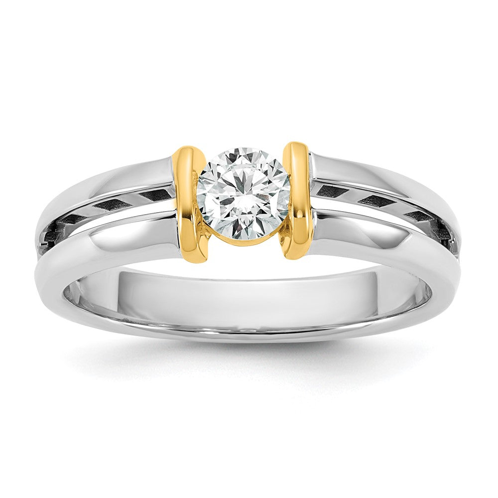 14K Two Tone Ibgoodman 1/2 Carat Lab Grown Diamond Vs/Si+ G+ Complete Men'S Wedding Band