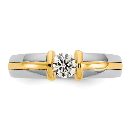 14K Two Tone Ibgoodman 1/2 Carat Lab Grown Diamond Vs/Si+ G+ Complete Men'S Wedding Band