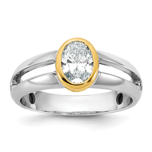 14K Two Tone Ibgoodman 1 Carat Lab Grown Diamond Vs/Si+ G+ Complete Men'S Wedding Band