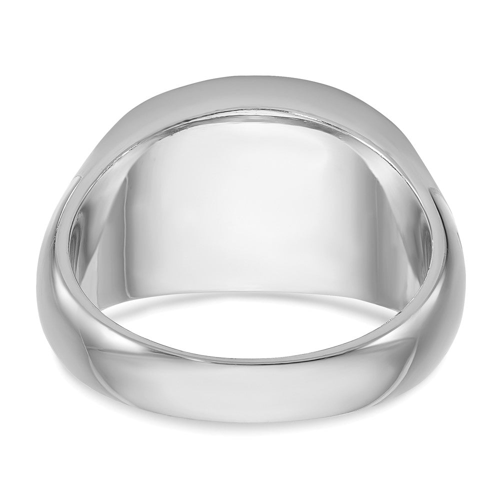 14k White Gold Men's East-West Oval Onyx Complete Ring