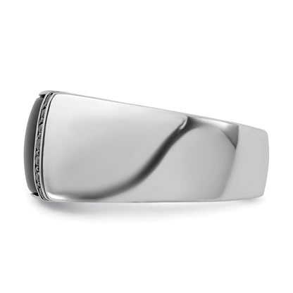 14k White Gold Men's Onyx and 1/4 carat Black Diamond Complete Ring