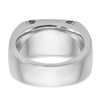 14k White Gold Men's Onyx and 1/4 carat Black Diamond Complete Ring