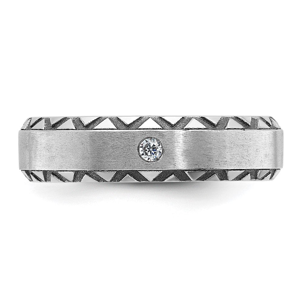 14k White Gold with Black Rhodium Men's Satin Diamond Complete Ring