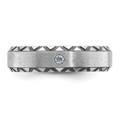 14k White Gold with Black Rhodium Men's Satin Diamond Complete Ring