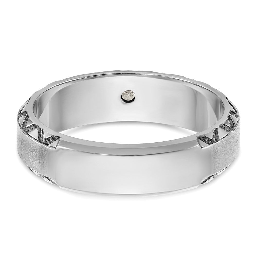 14k White Gold with Black Rhodium Men's Satin Diamond Complete Ring