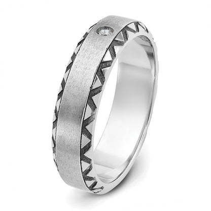 14k White Gold with Black Rhodium Men's Satin Diamond Complete Ring