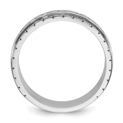 14k White Gold Men's Polished and Satin 1/4 carat Diamond Complete Ring