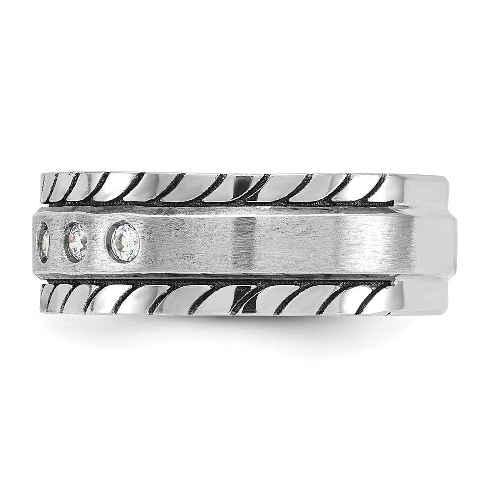 14k White Gold Men's Polished and Satin 1/4 carat Diamond Complete Ring