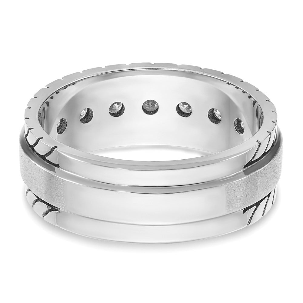 14k White Gold Men's Polished and Satin 1/4 carat Diamond Complete Ring